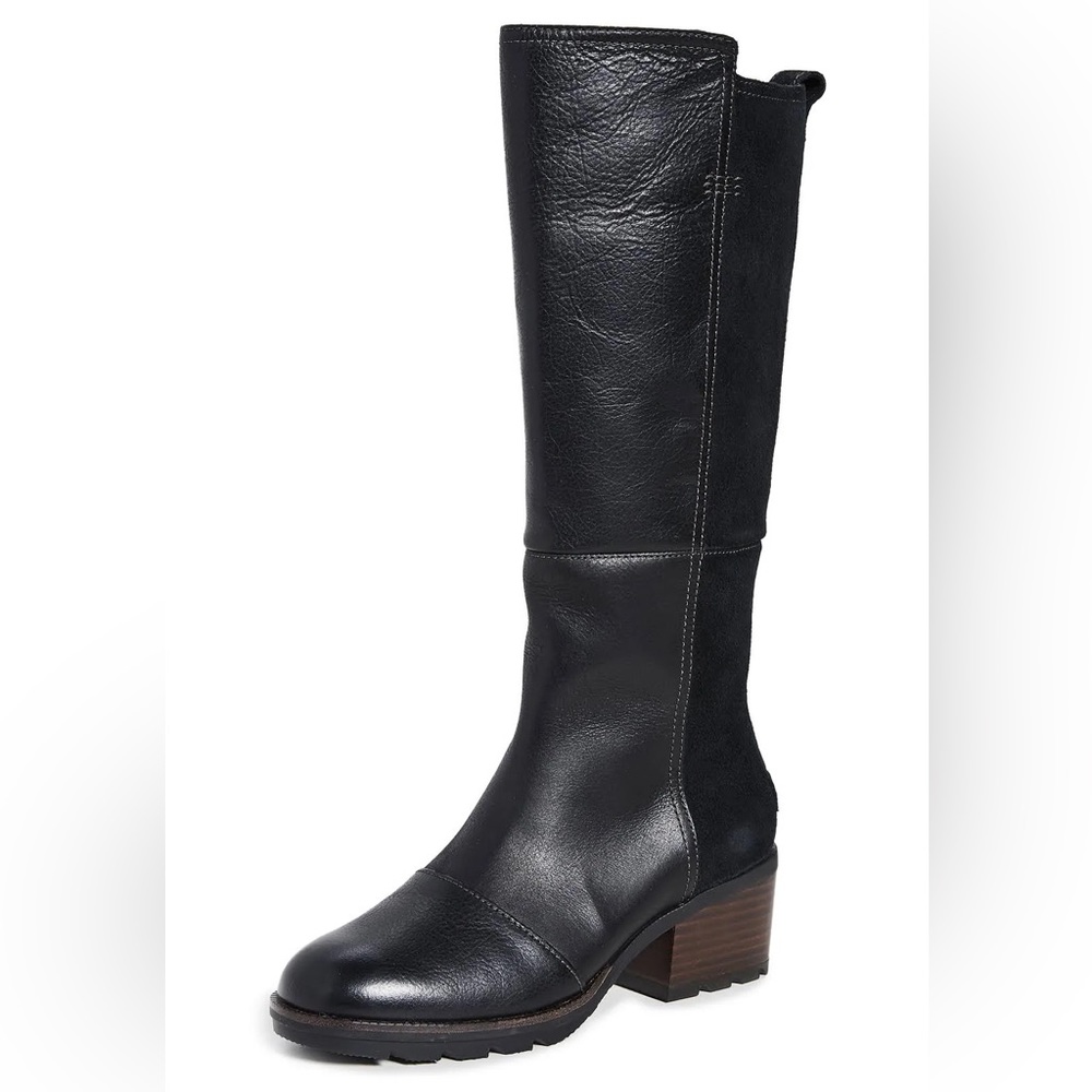 NEW Sorel Cate Tall Black Leather Rain & Snow Boots in Box